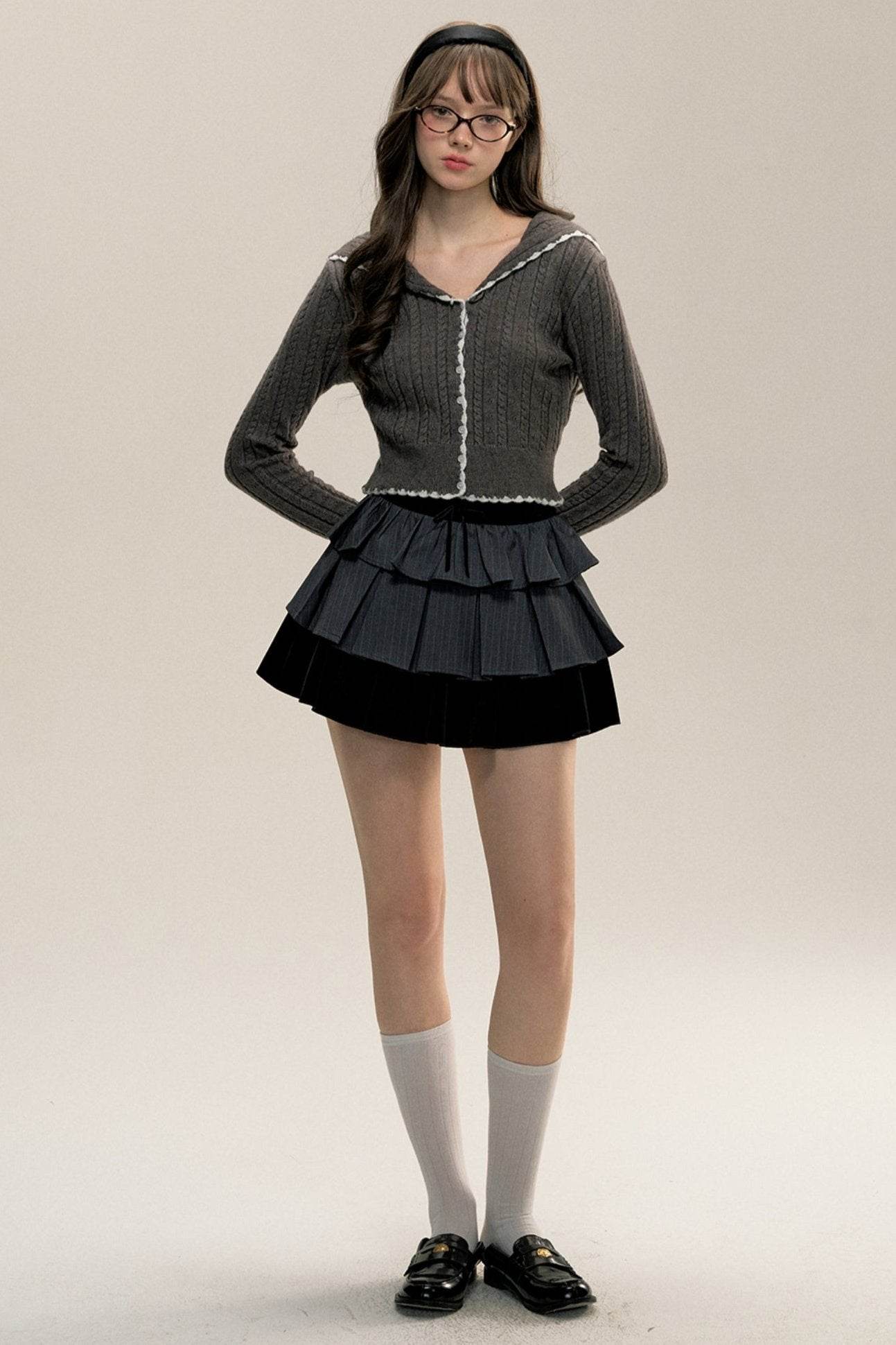 Girl Navy Twist Girl Knitted Top - My Store