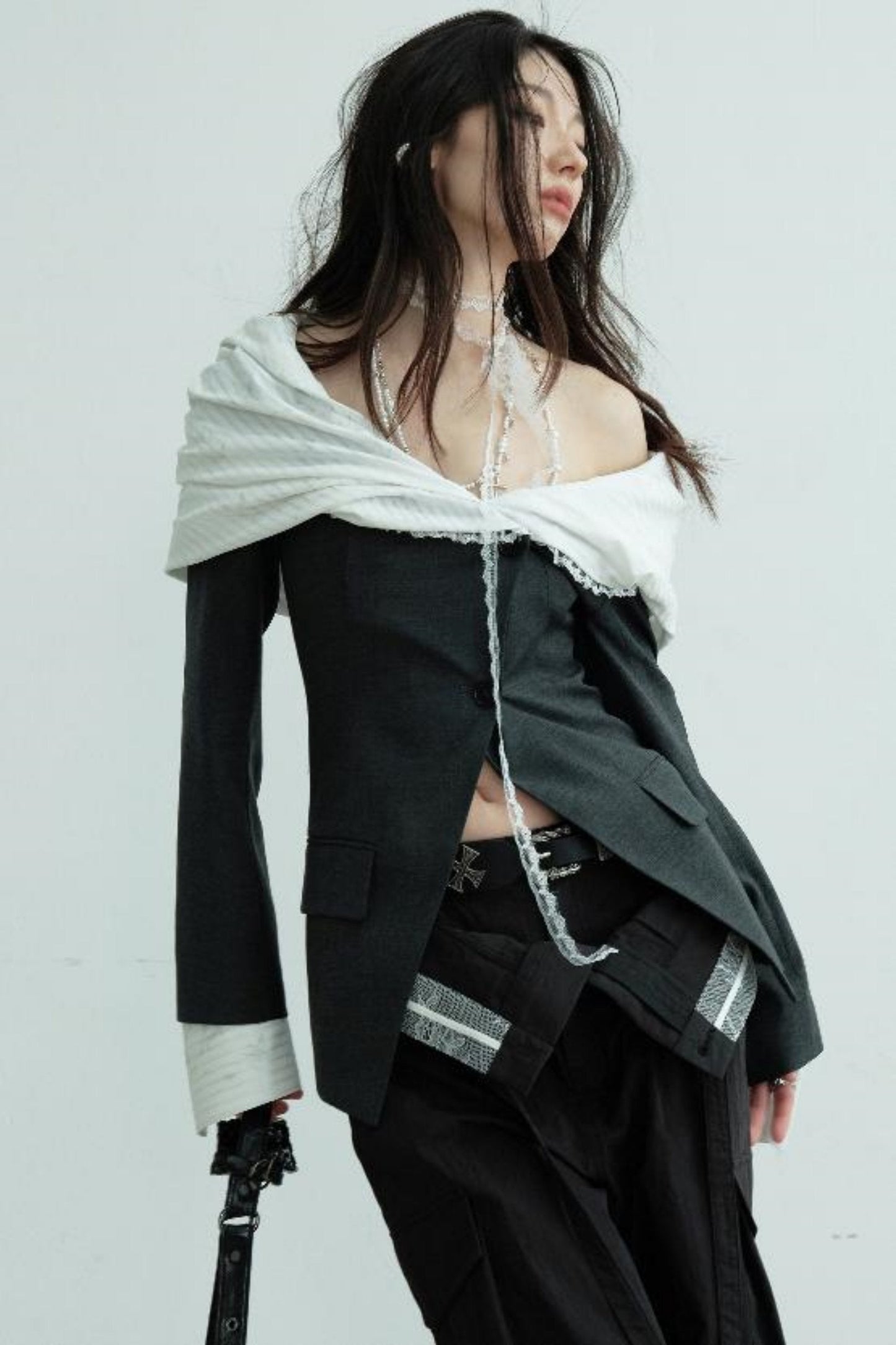 Contrast Toned Blazer Top