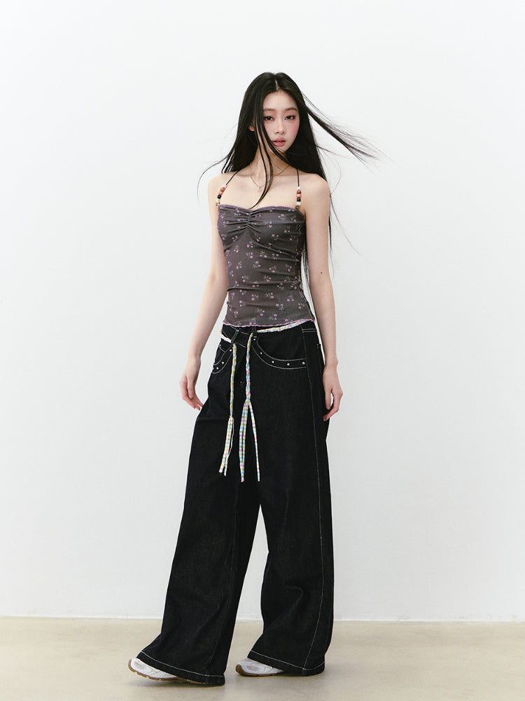 Irregular Wide-Leg Denim Pants