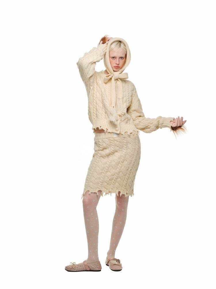 Cable Knit Cardigan & Skirt Set - My Store