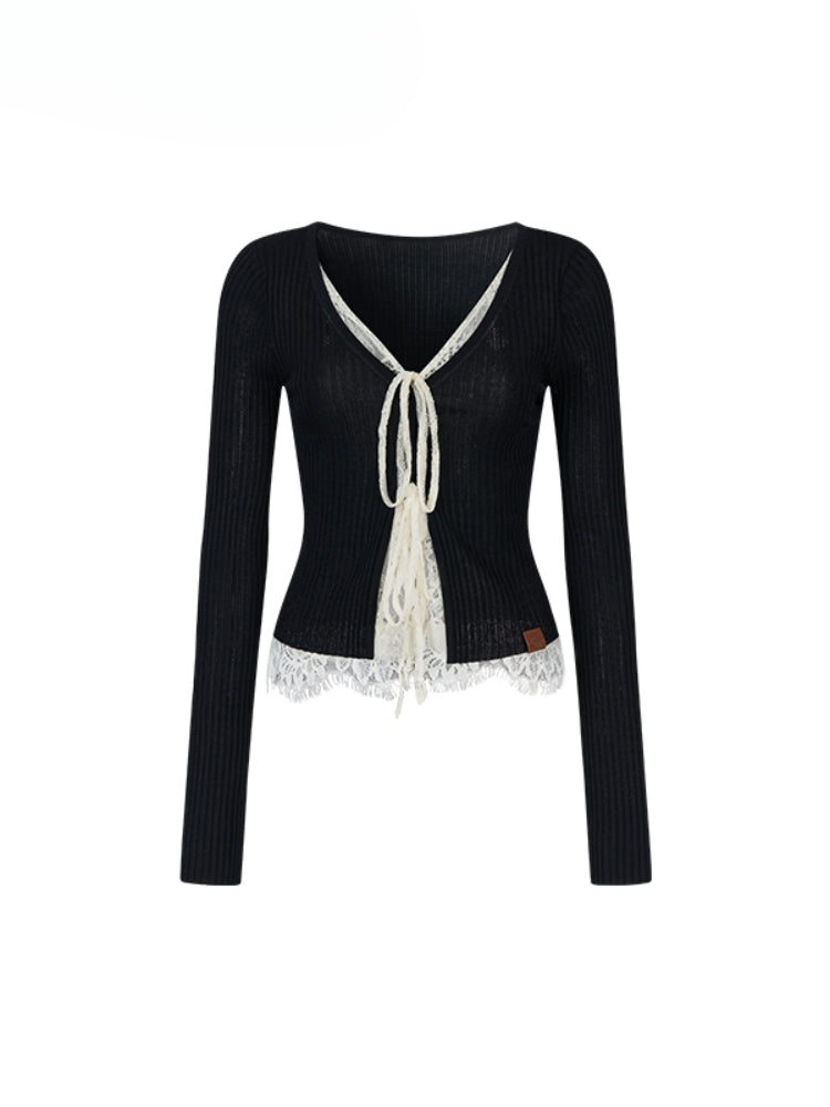 Layered Accent Knit Cardigan