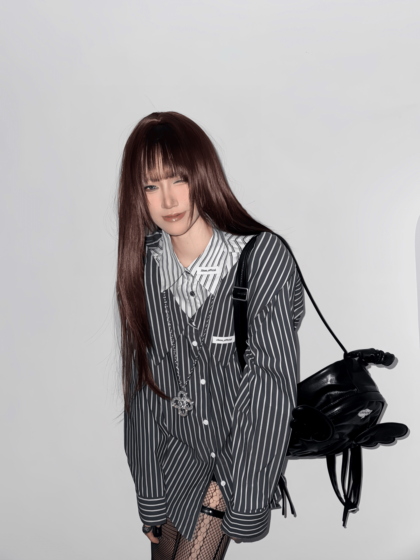 Detachable Off-Shoulder Striped Shirt