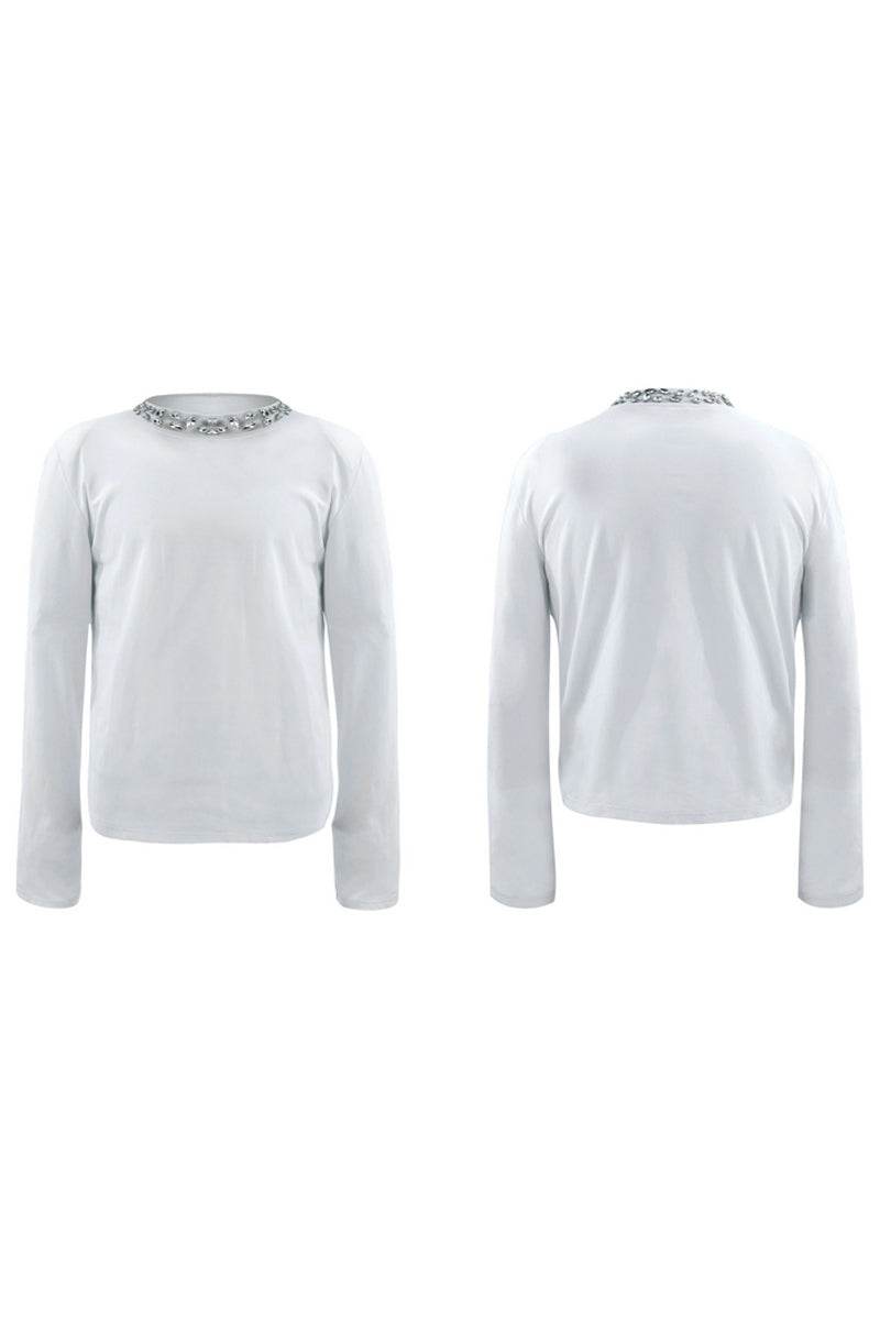 Rhinestone Crewneck Long Sleeve Tee - My Store