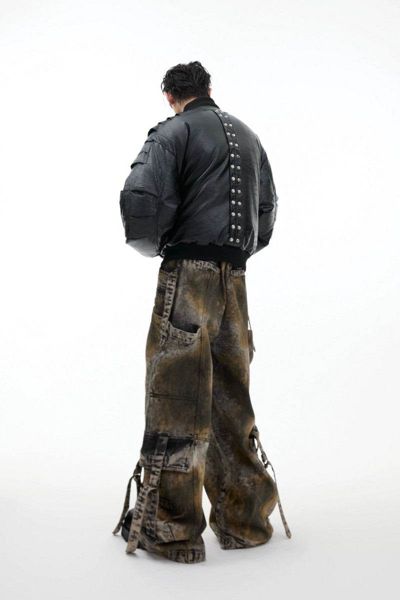 PU Leather Padded Bomber Jacket - My Store