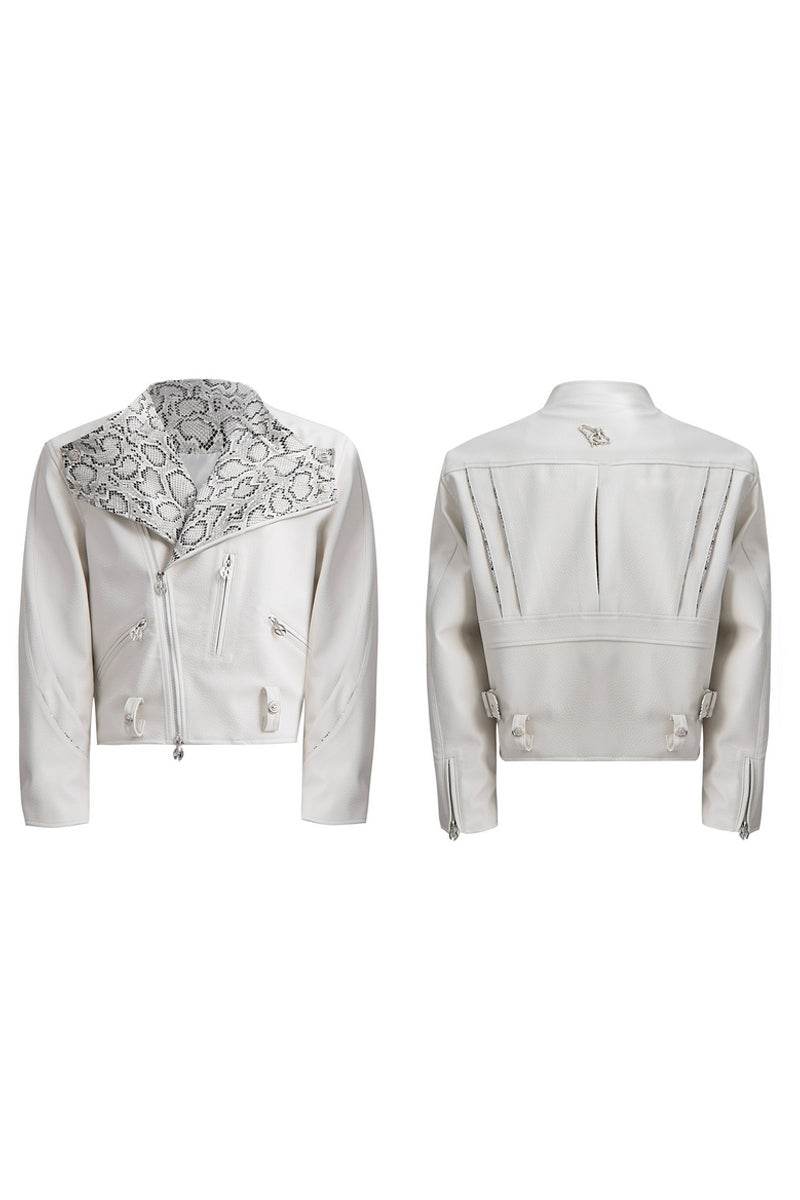 Snake Print PU Biker Jacket - My Store