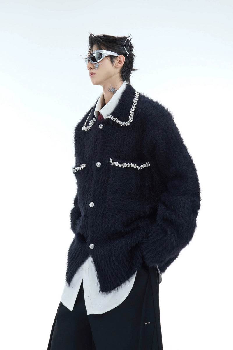 Luxury Rhinestone Faux Fur Cardigan - My Store