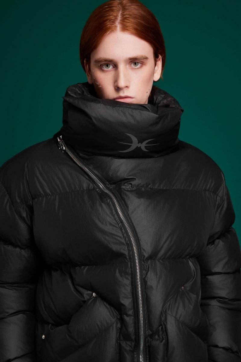 Asymmetrical Zipper High-Collar Puffer Jacket - My Store