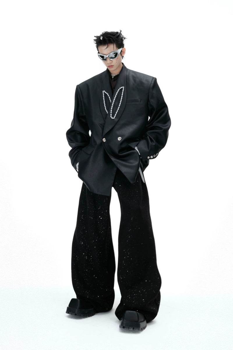 Glossy Pearl-Accent Blazer - My Store