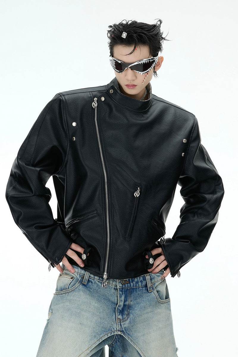 Snake Print PU Biker Jacket - My Store