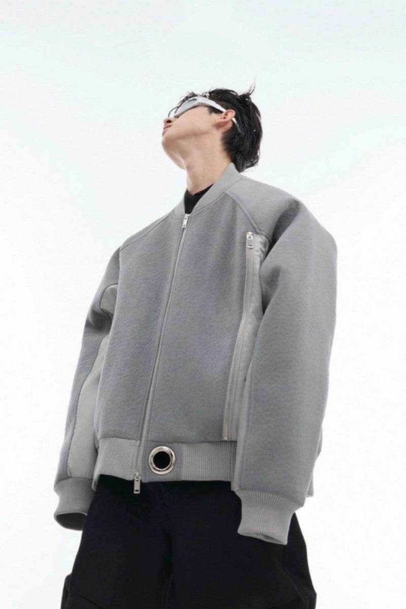 Suede Patchwork Thick Bomber Jacket - My Store
