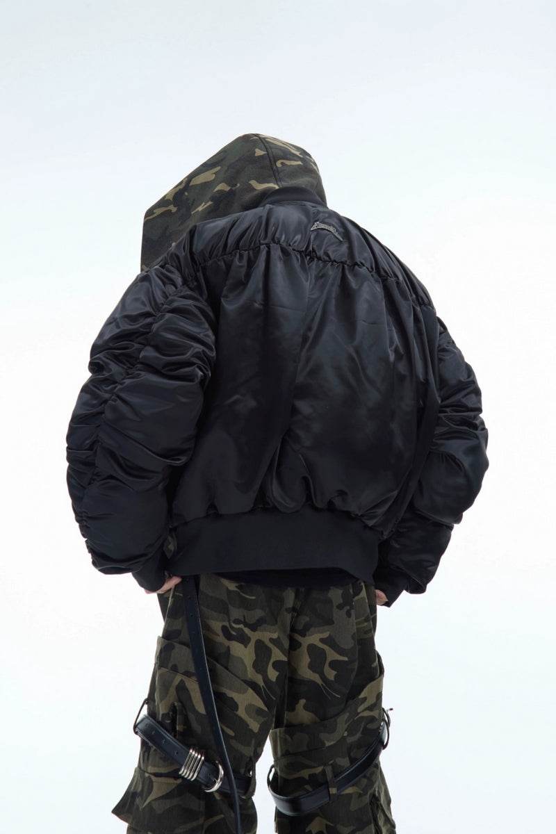 Unique Camo Patchwork Hooded Bomber Jacket - My Store