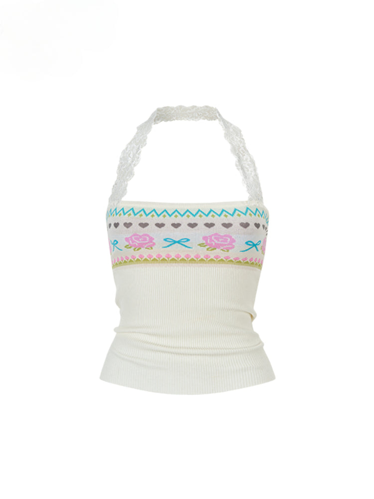 Flower Choker Halter Top