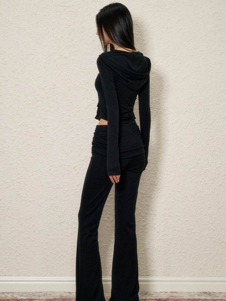 Pink & Black V-Neck Hoodie & Pants Set - My Store