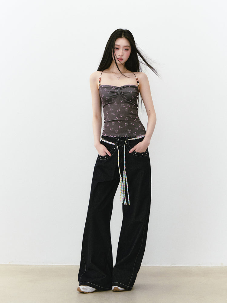 Irregular Wide-Leg Denim Pants