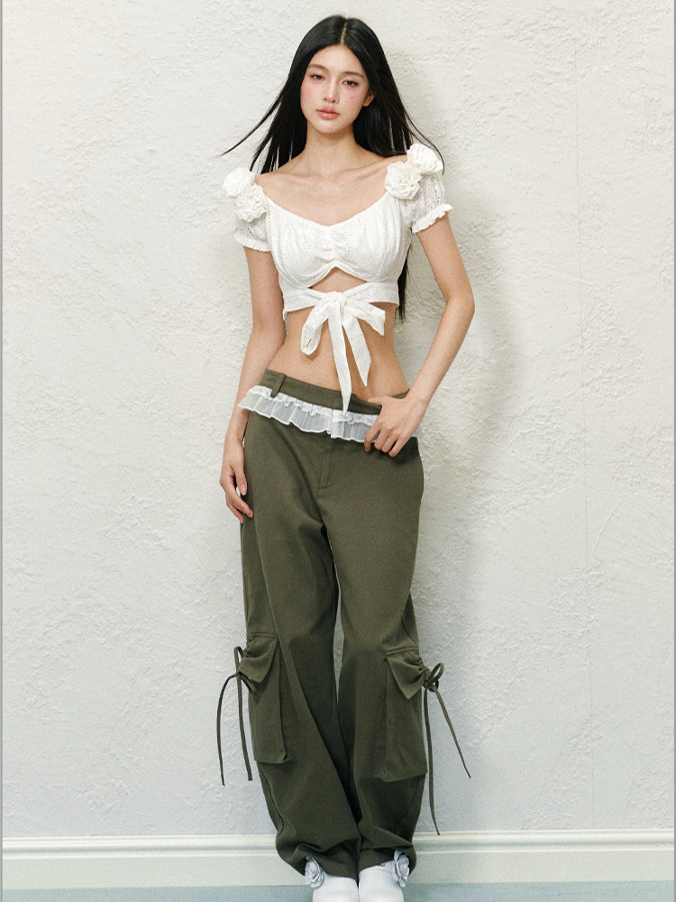 Flower Criss Cross Crop Top