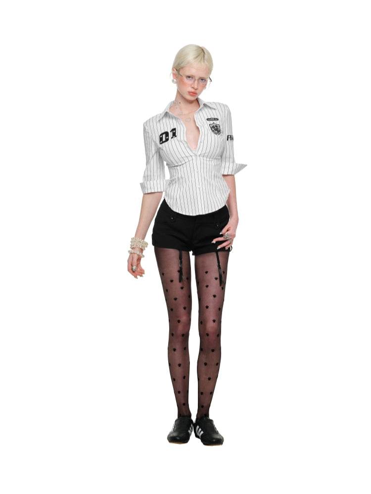1Jinn Studio Black & White Striped Retro Shirt - My Store