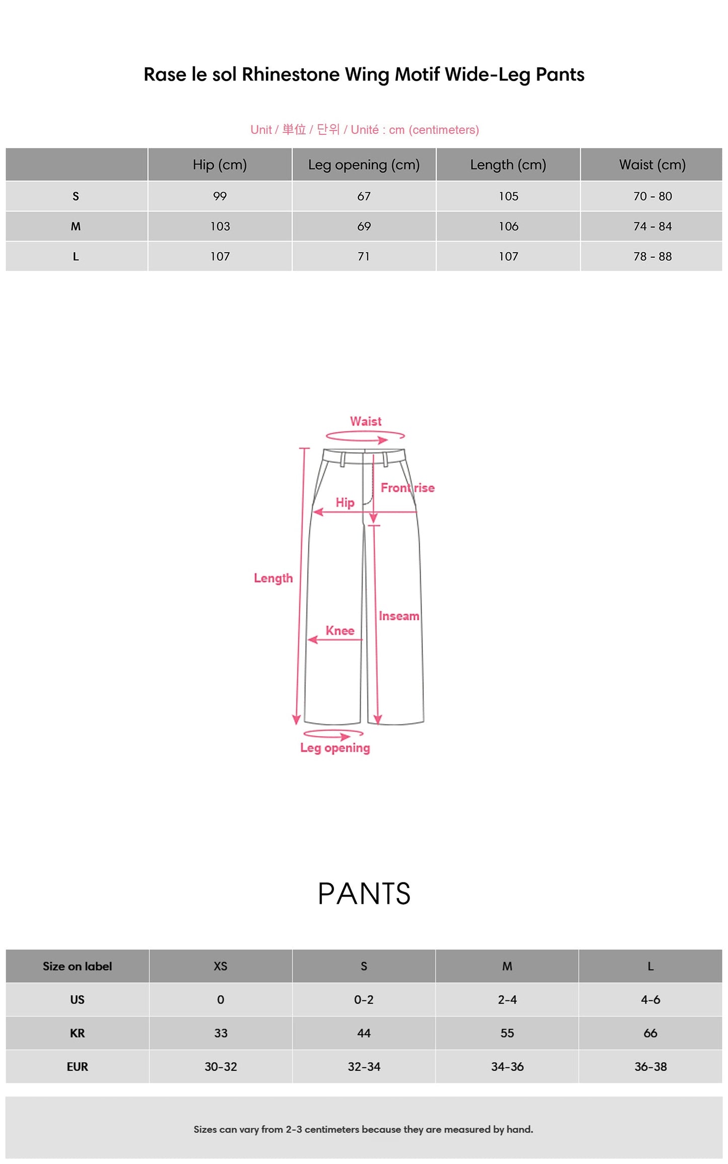 Rhinestone Wing Motif Wide-Leg Pants