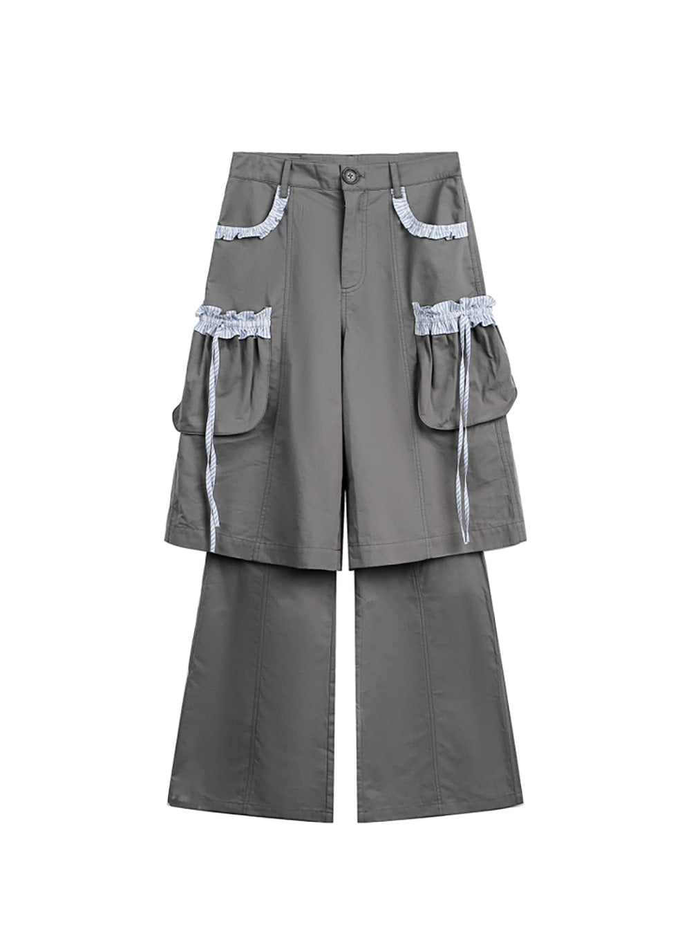 Stripe Pleated Two Layer Shorts & Pants Set