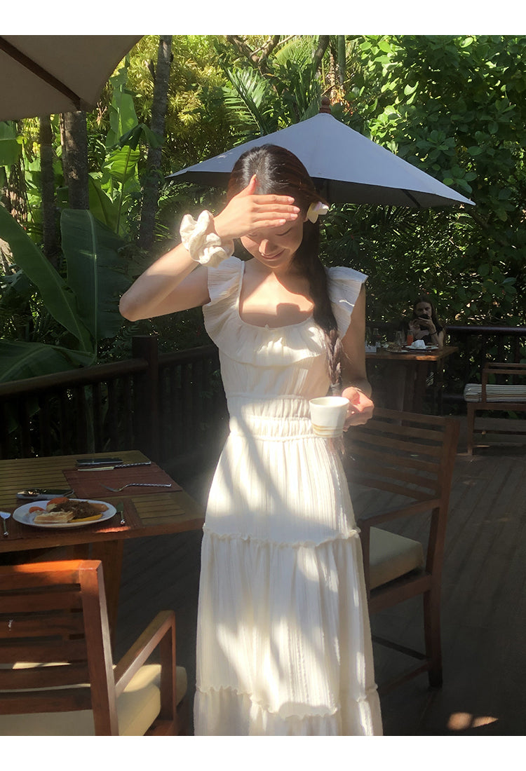 White Bow Backless Dress