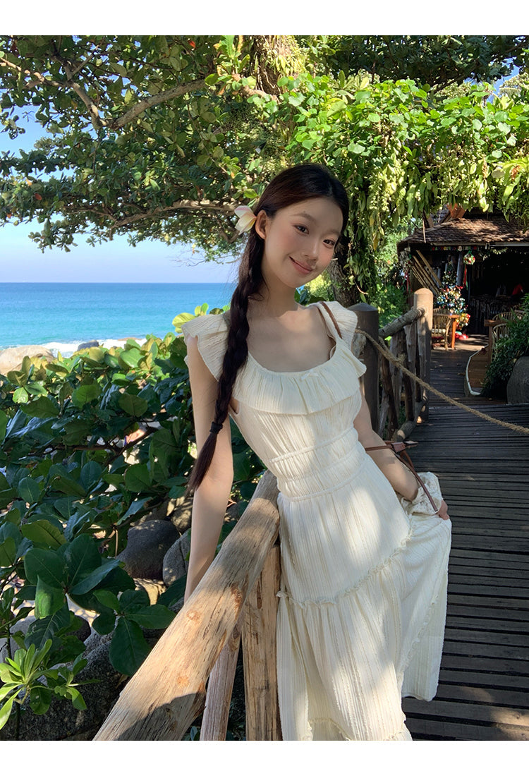 White Bow Backless Dress