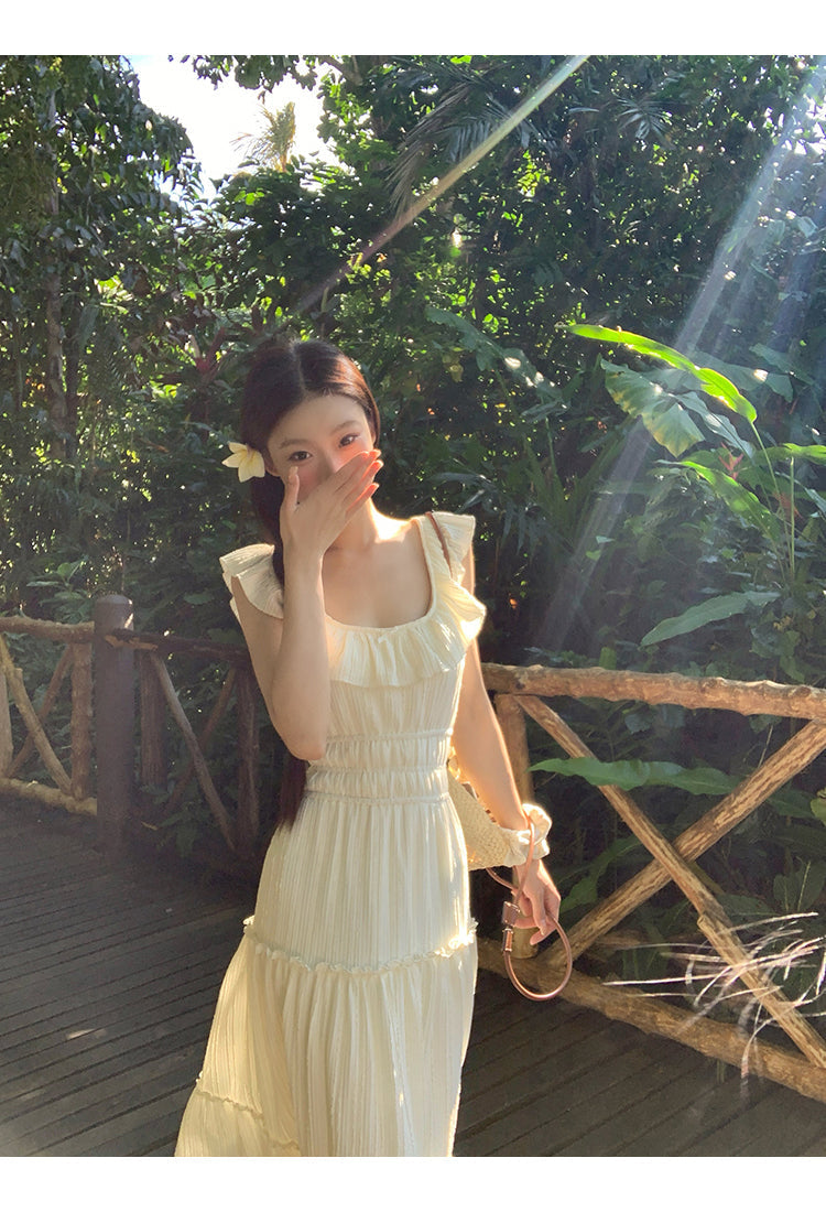 White Bow Backless Dress