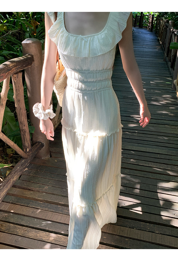 White Bow Backless Dress