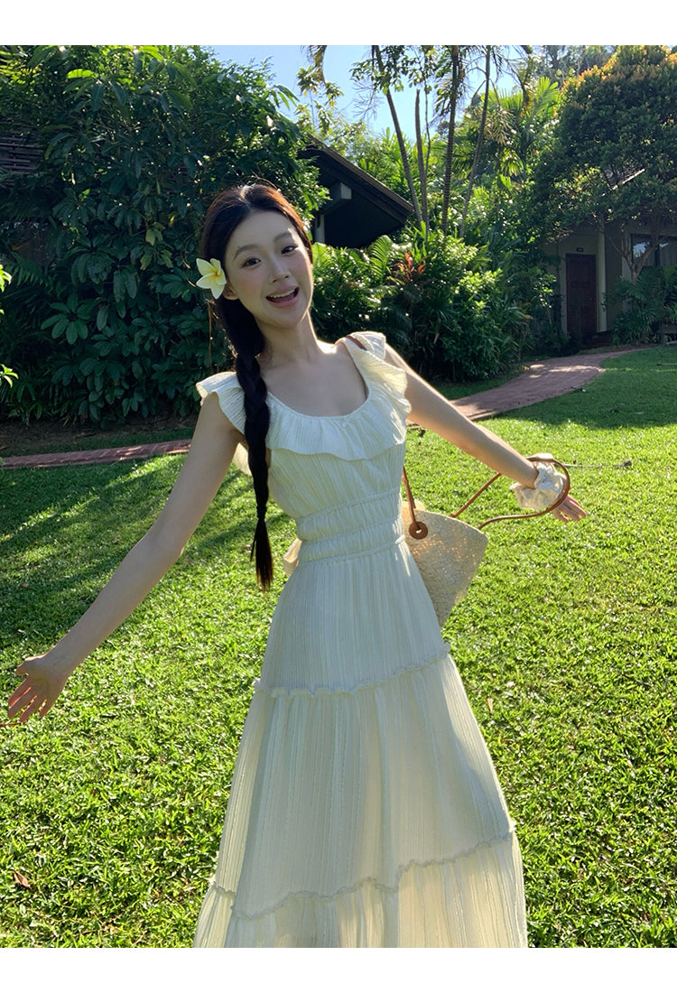 White Bow Backless Dress