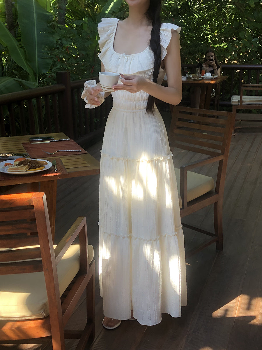 White Bow Backless Dress