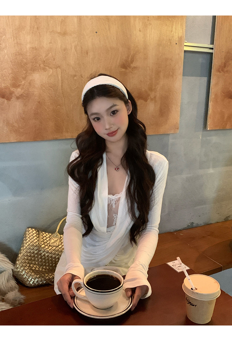White Lace Long Sleeve Top