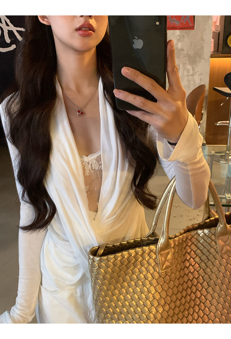 White Lace Long Sleeve Top