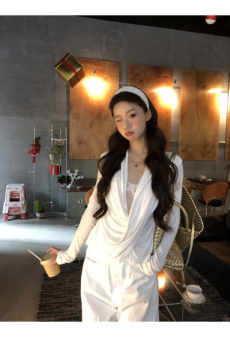 White Lace Long Sleeve Top