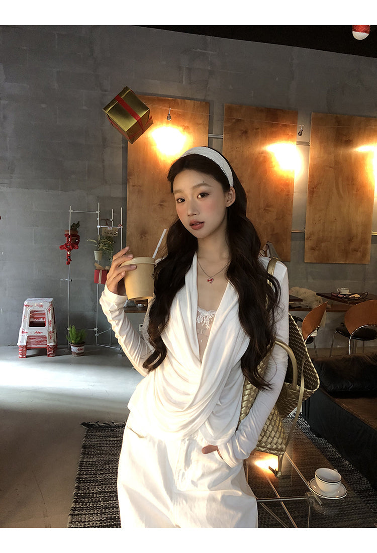 White Lace Long Sleeve Top