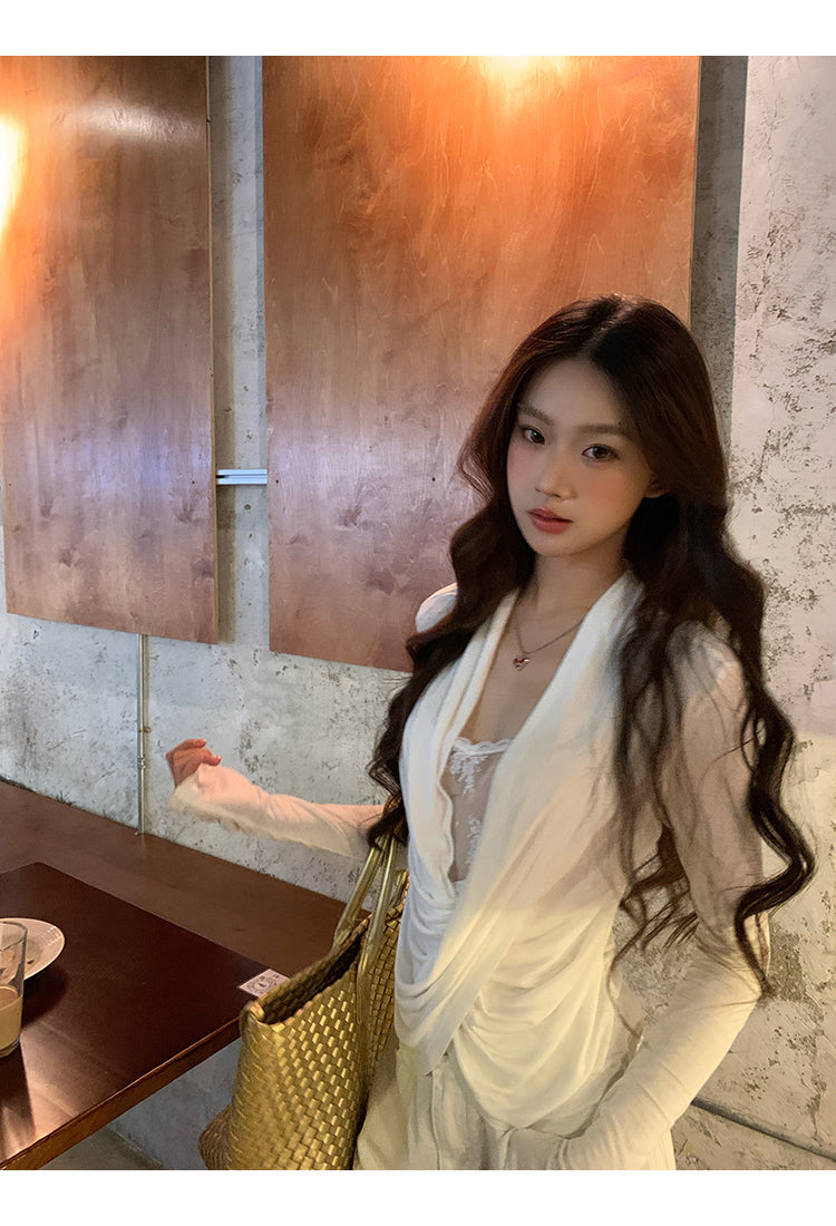White Lace Long Sleeve Top