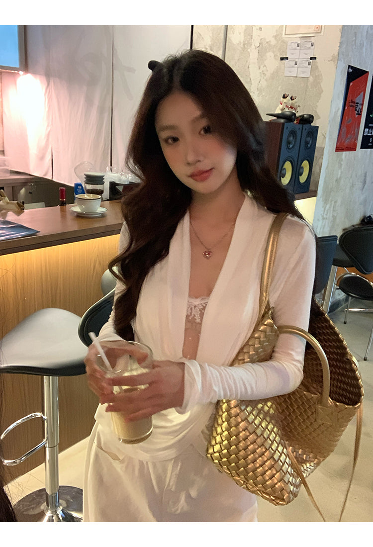 White Lace Long Sleeve Top