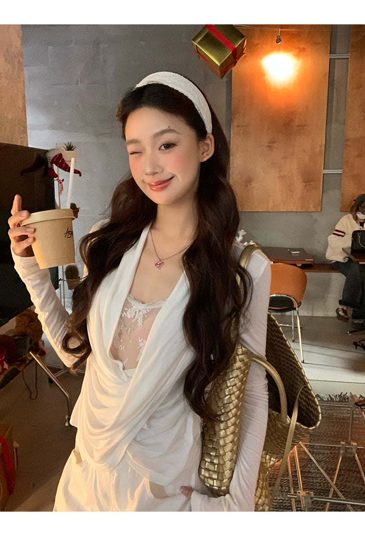 White Lace Long Sleeve Top