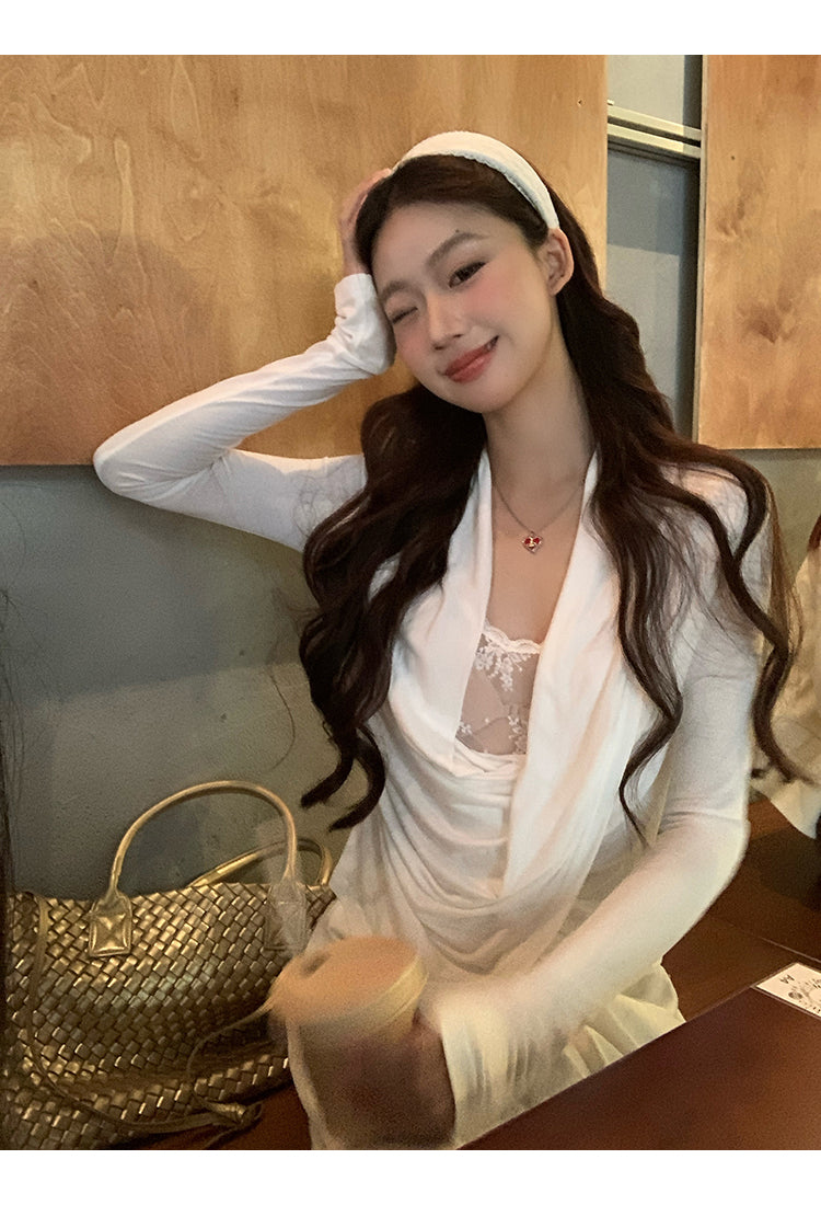 White Lace Long Sleeve Top