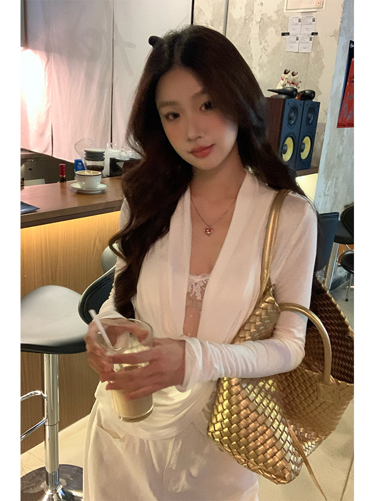White Lace Long Sleeve Top