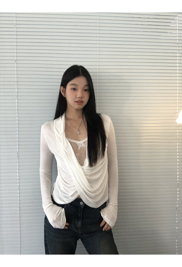 White Lace Long Sleeve Top
