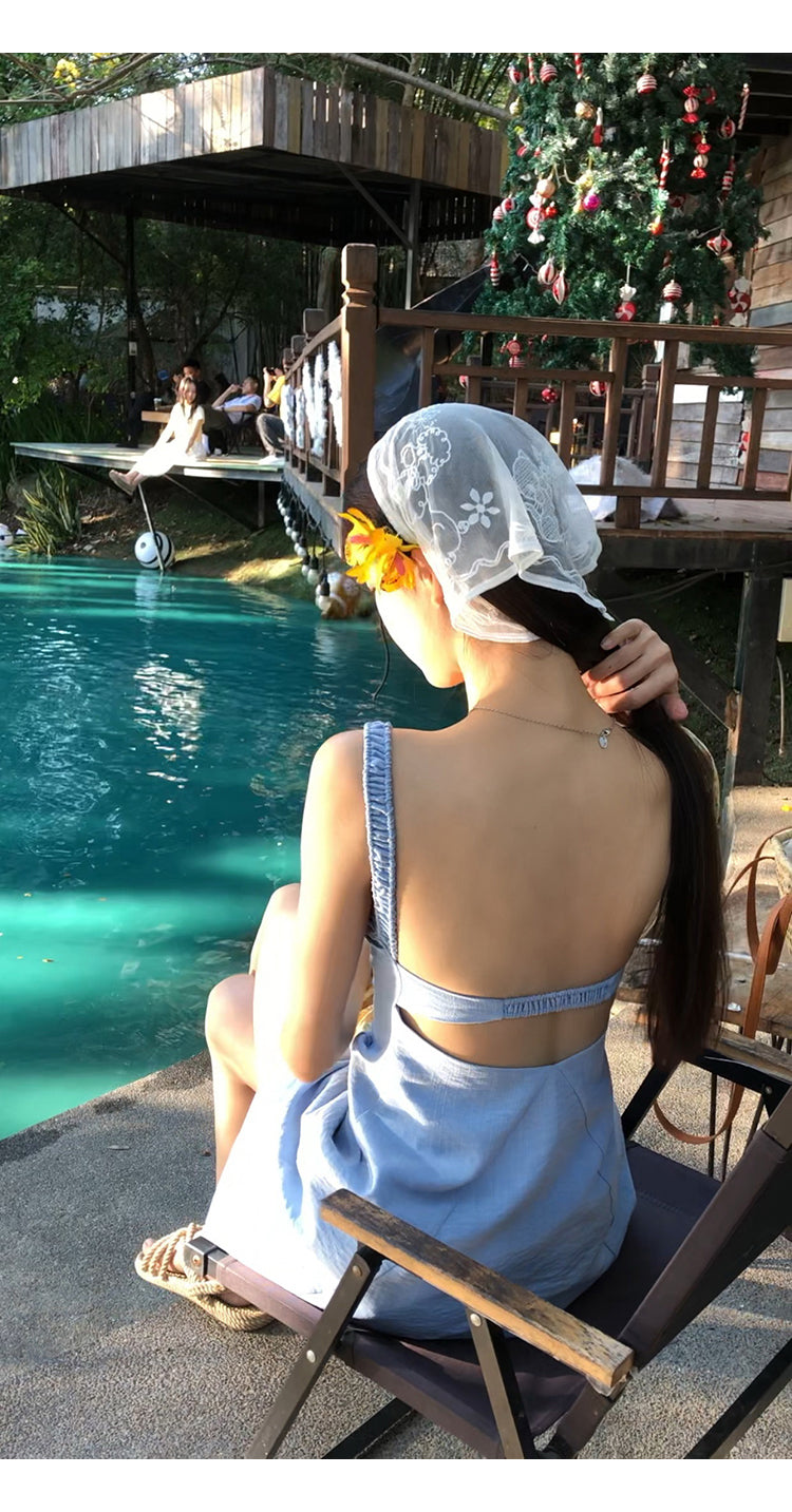 Blue Backless Dress