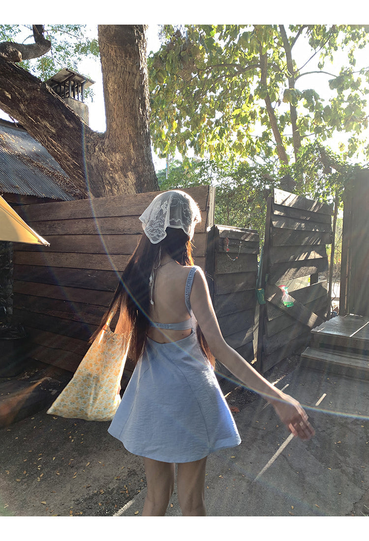 Blue Backless Dress