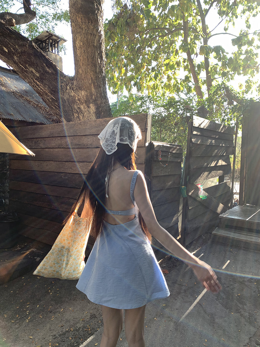 Blue Backless Dress