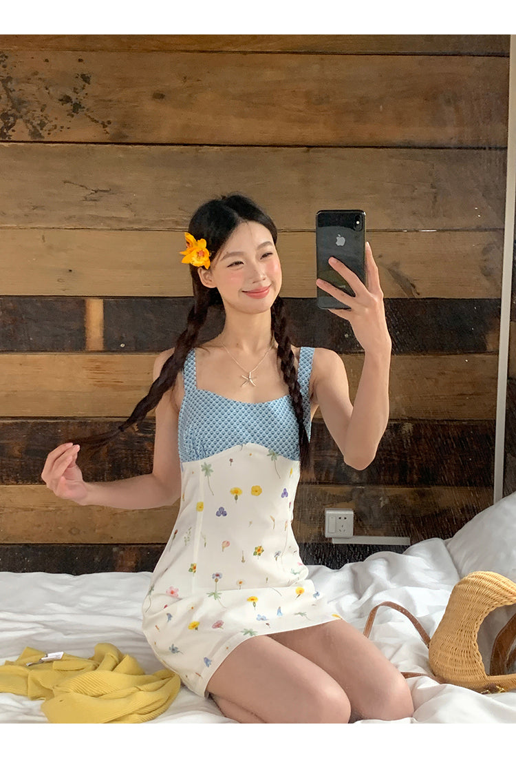 Floral Blue Trim Dress