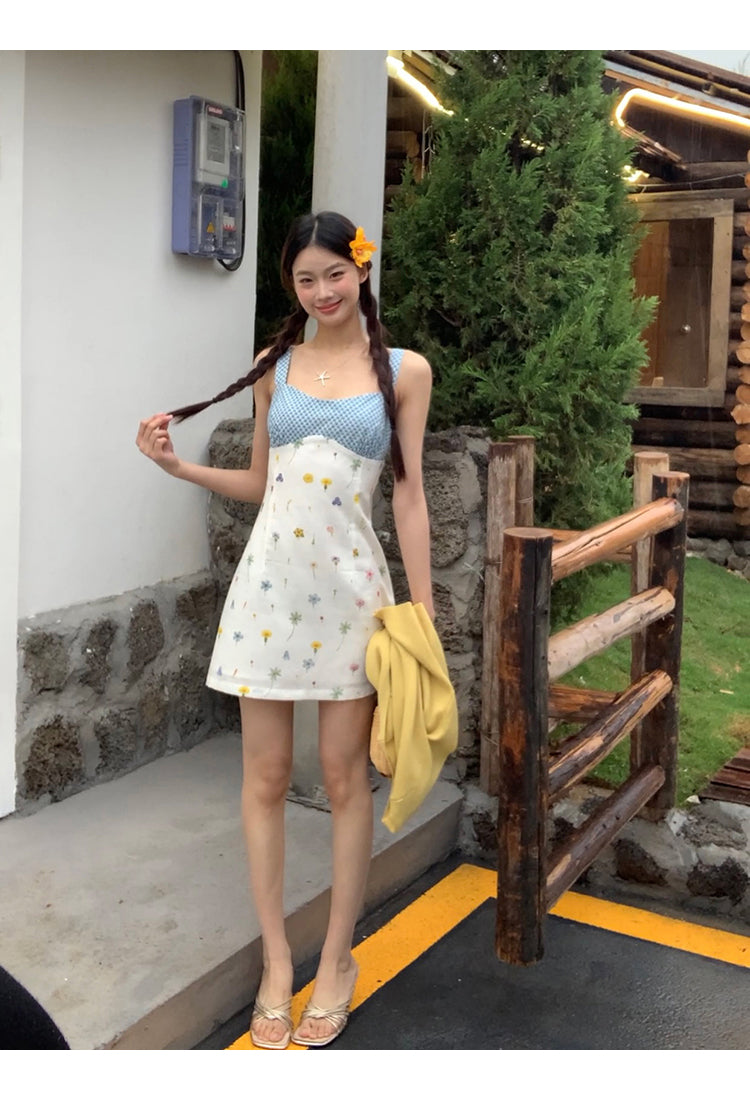 Floral Blue Trim Dress