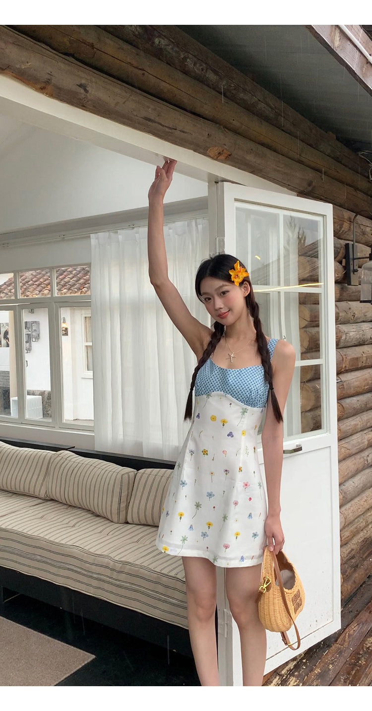 Floral Blue Trim Dress