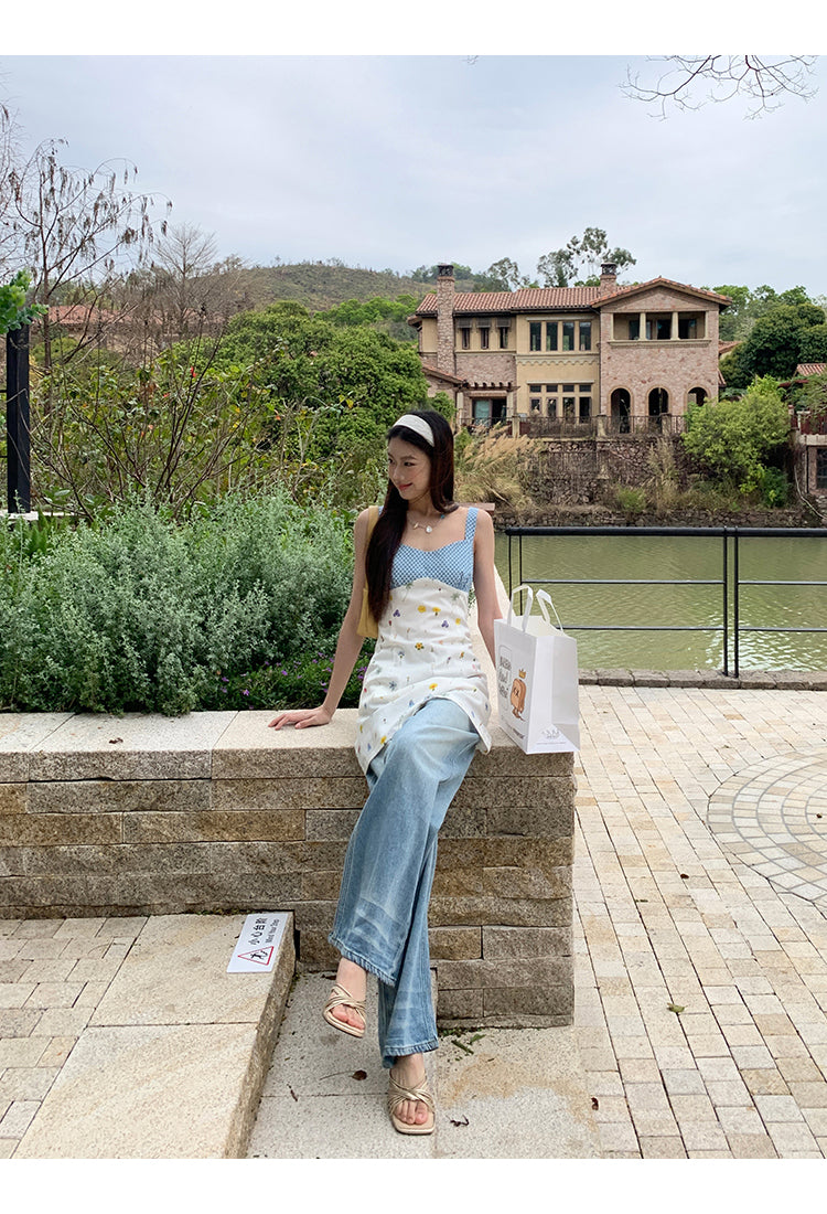 Floral Blue Trim Dress