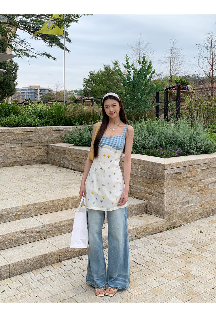 Floral Blue Trim Dress