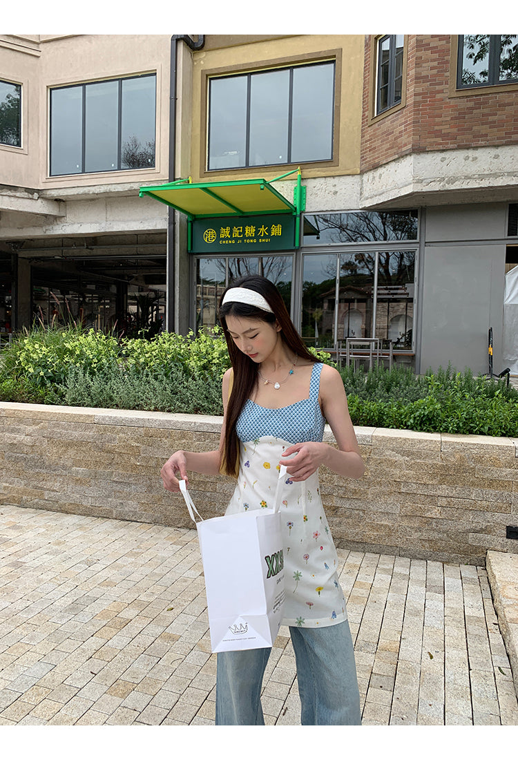 Floral Blue Trim Dress