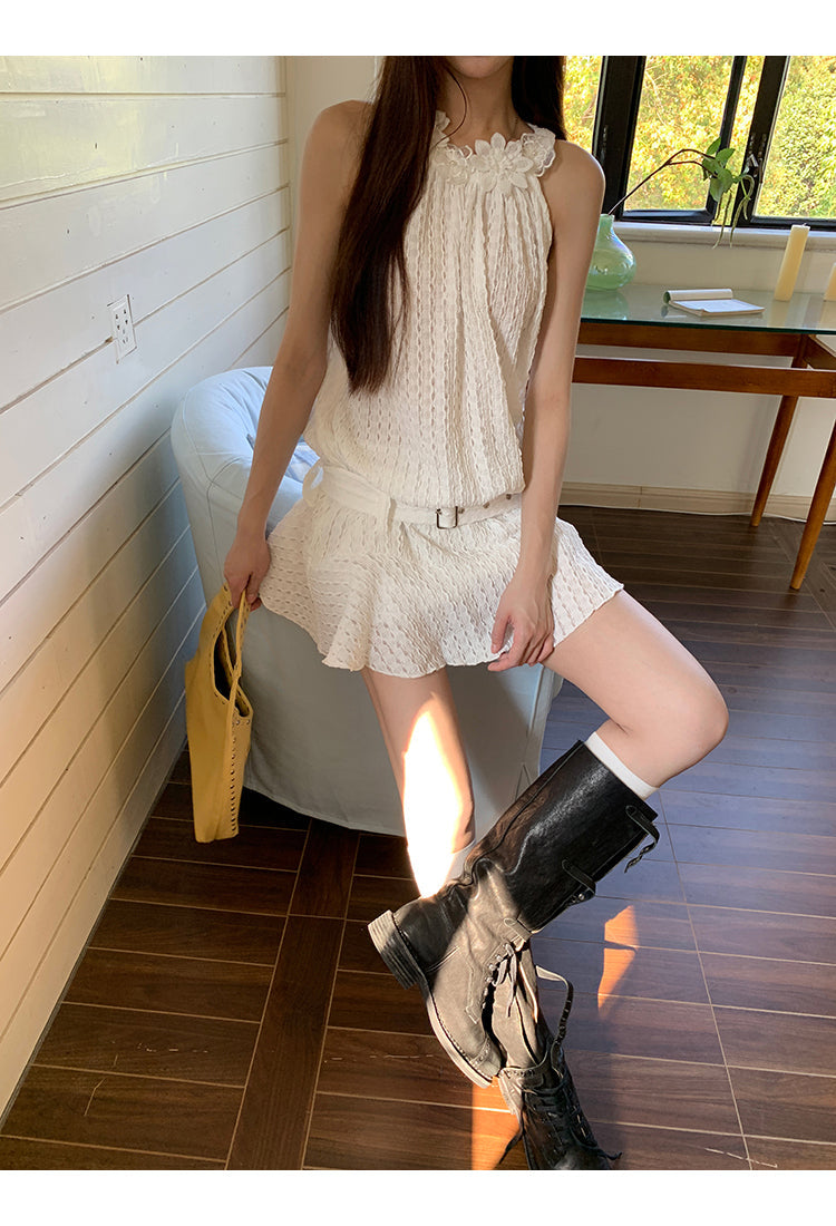 Jia Floral Pattern Belt Dress