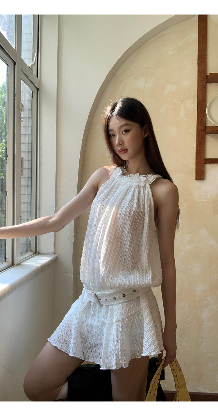 Jia Floral Pattern Belt Dress