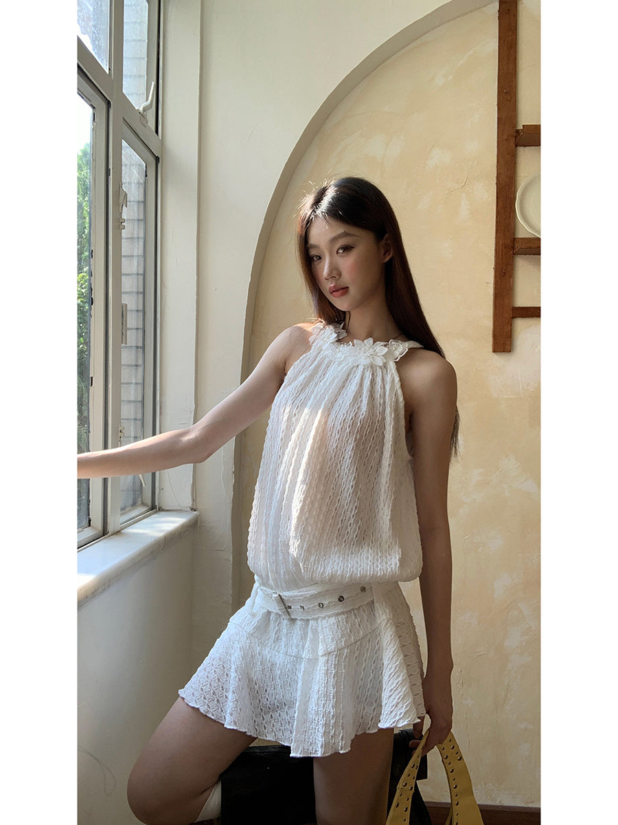 Jia Floral Pattern Belt Dress